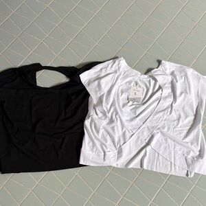 Women’s V-Neck Wrap Top - White & Black